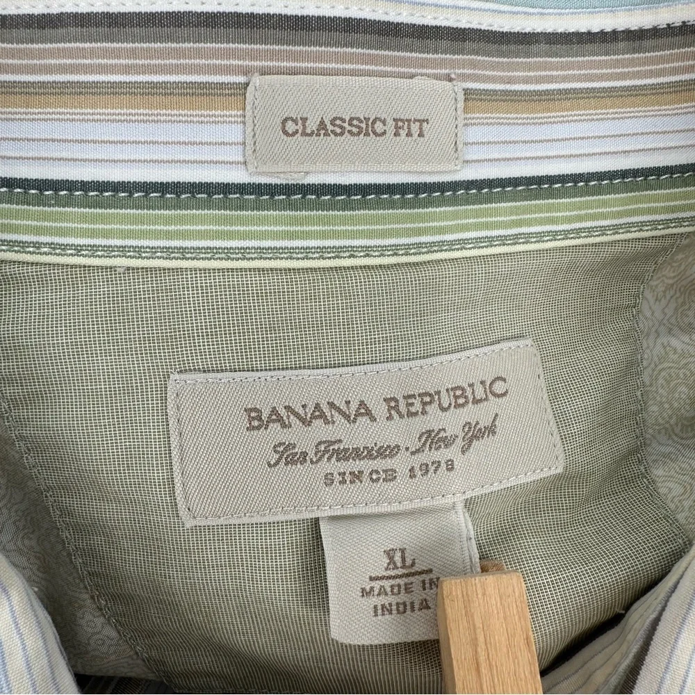 3/$15 Banana Republic Dress Shirt Mens XL Classic Fit Button Up Stripes 00s L/S